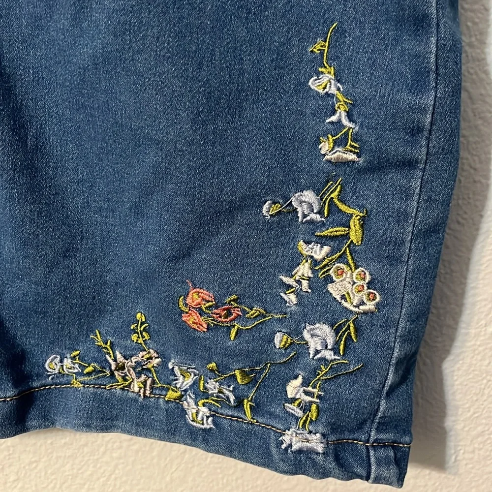 5/$25 LILY & PARKER | Floral Embroidered Denim Skirt - Picture 3 of 6